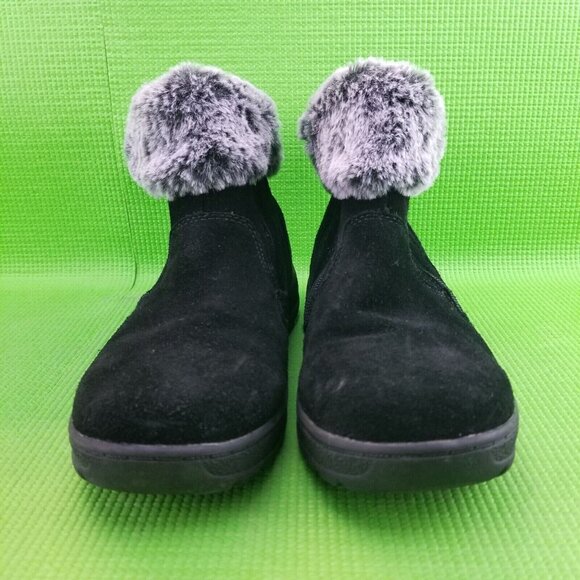 ✅Khombu JESSICA Black Suede Faux Fur Lined Side Zip Ankle Booties Womens 8M Shoe - Picture 7 of 11